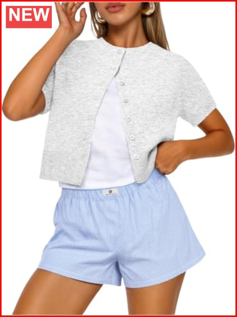 Short Sleeve Button Front Cardigan Lightweight Sweater